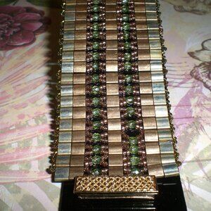 "Maria" Cuff Tila Beaded Bracelet